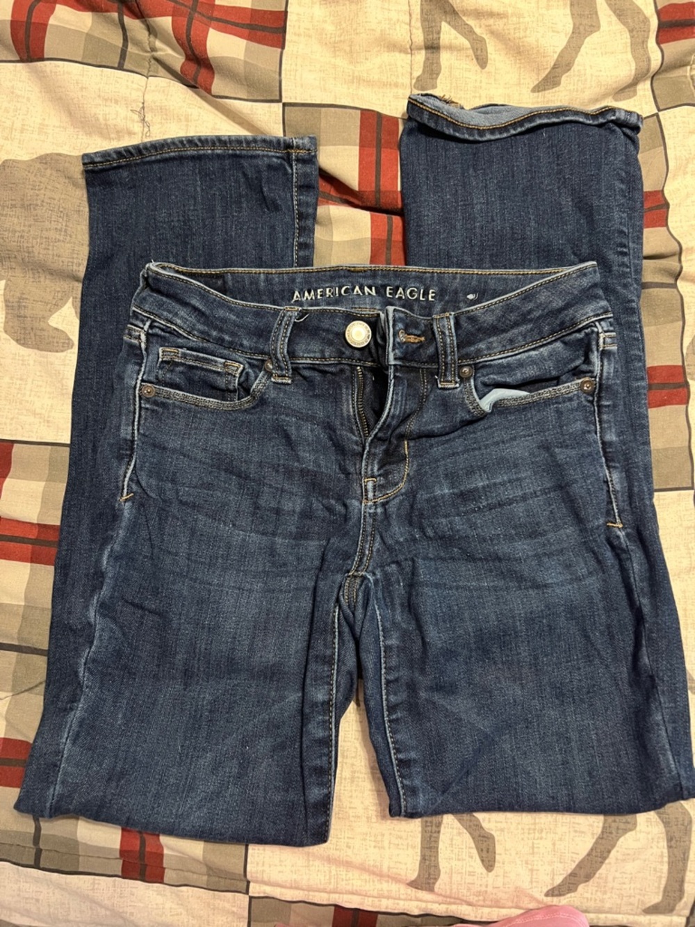 American Eagle Outfitters Women's Dark Wash Skinny Kick Jeans - Blue